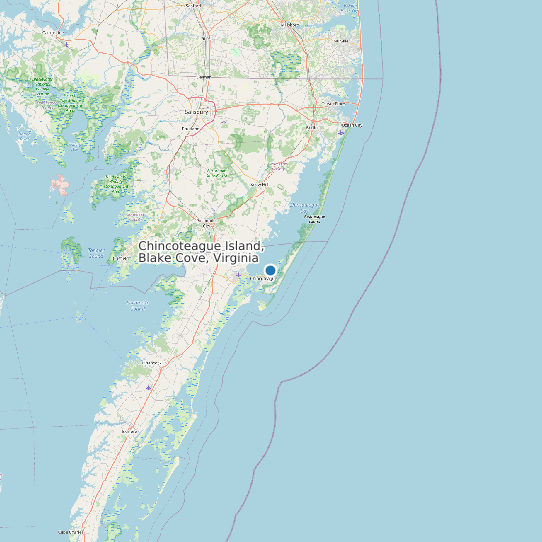 Map of Chincoteague Island, Blake Cove, Virginia Tide Prediction Station