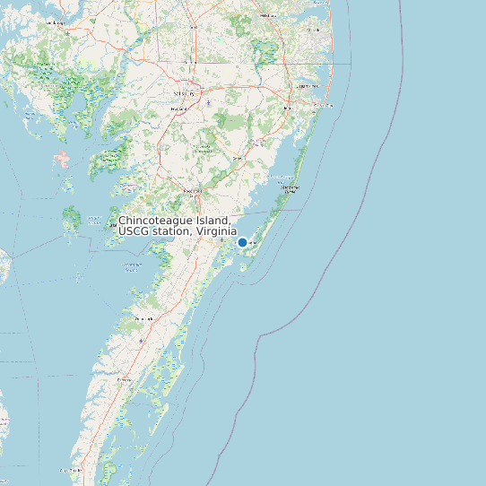 Chincoteague Island, USCG station, Virginia map