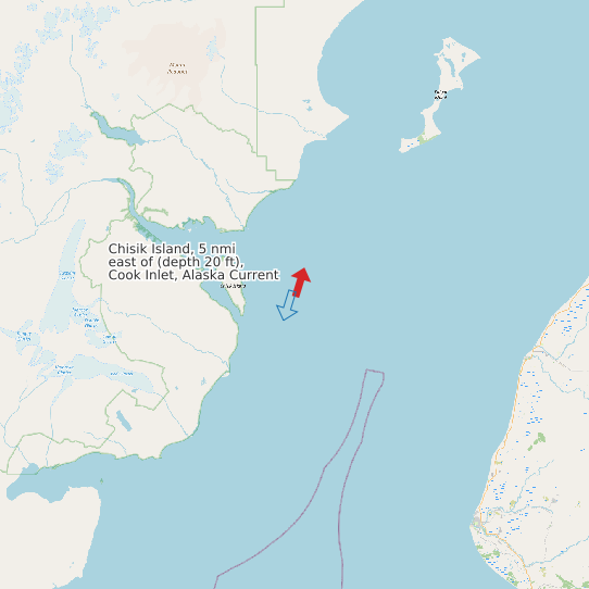 Map of Chisik Island, 5 nmi east of (depth 20 ft), Cook Inlet, Alaska Current Prediction Station