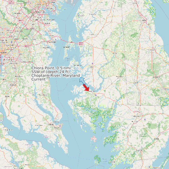 Chlora Point, 0.5 nmi SSW of (depth 24 ft), Choptank River, Maryland Current map