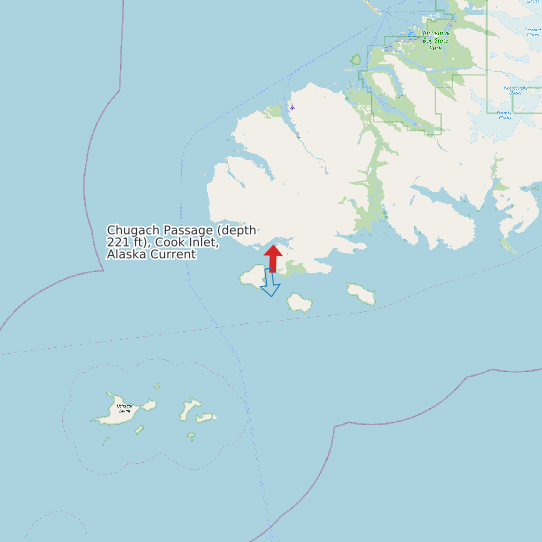 Chugach Passage (depth 221 ft), Cook Inlet, Alaska Current map