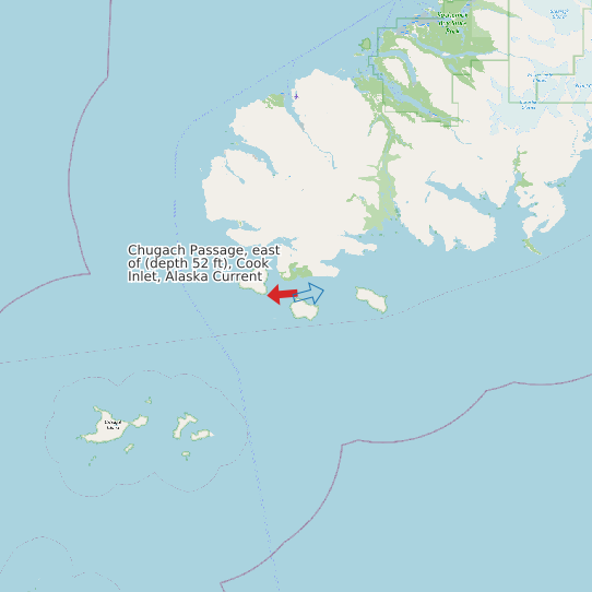 Map of Chugach Passage, east of (depth 52 ft), Cook Inlet, Alaska Current Prediction Station