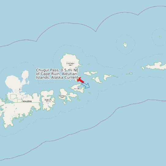 Map of Chugul Pass, 0.5 mi NE of Cape Ruin, Aleutian Islands, Alaska Current Prediction Station
