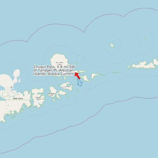 Map of Chugul Pass, 0.8 mi SW of Tanager Pt, Aleutian Islands, Alaska Current Prediction Station