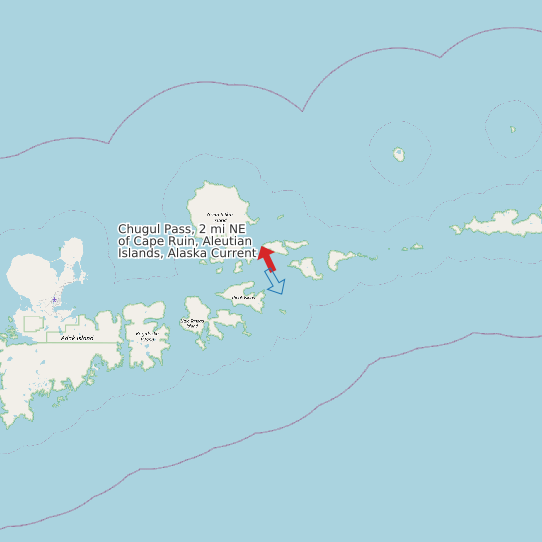 Chugul Pass, 2 mi NE of Cape Ruin, Aleutian Islands, Alaska Current map
