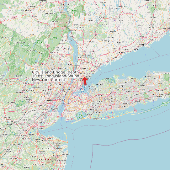 City Island Bridge (depth 10 ft), Long Island Sound, New York Current map