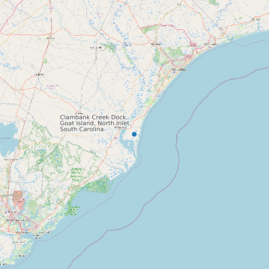 Map of Clambank Creek Dock, Goat Island, North Inlet, South Carolina Tide Prediction Station