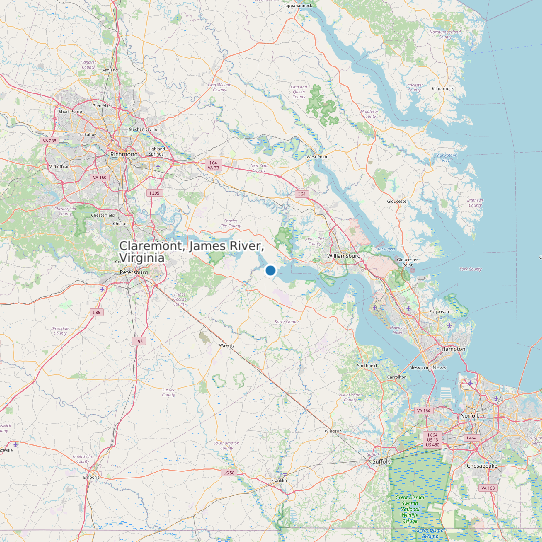 Claremont, James River, Virginia map