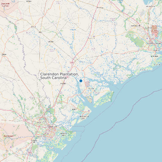 Map of Clarendon Plantation, South Carolina Tide Prediction Station