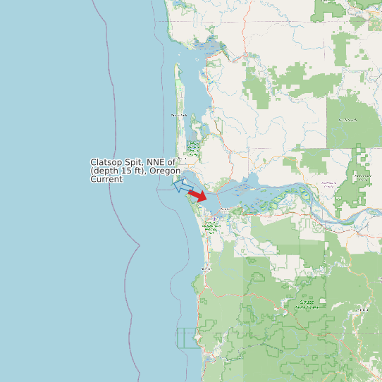 Map of Clatsop Spit, NNE of (depth 15 ft), Oregon Current Prediction Station