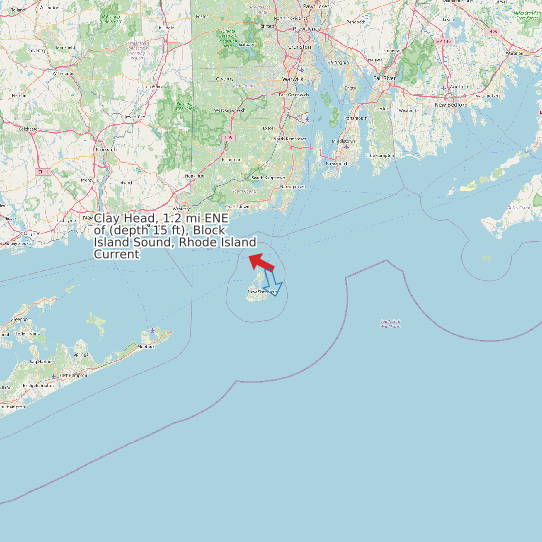 Map of Clay Head, 1.2 mi ENE of (depth 15 ft), Block Island Sound, Rhode Island Current Prediction Station