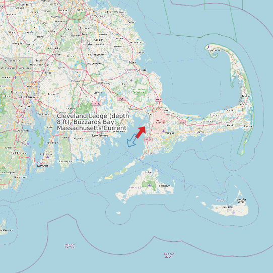 Map of Cleveland Ledge (depth 8 ft), Buzzards Bay, Massachusetts Current Prediction Station