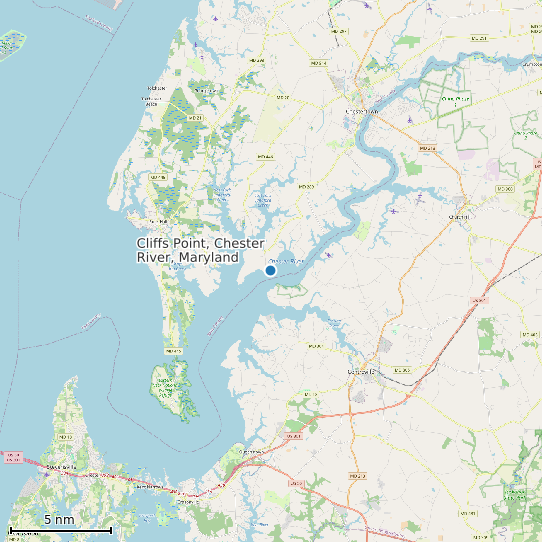 Map of Cliffs Point, Chester River, Maryland Tide Prediction Station