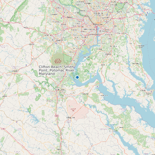 Clifton Beach, Smith Point, Potomac River, Maryland map
