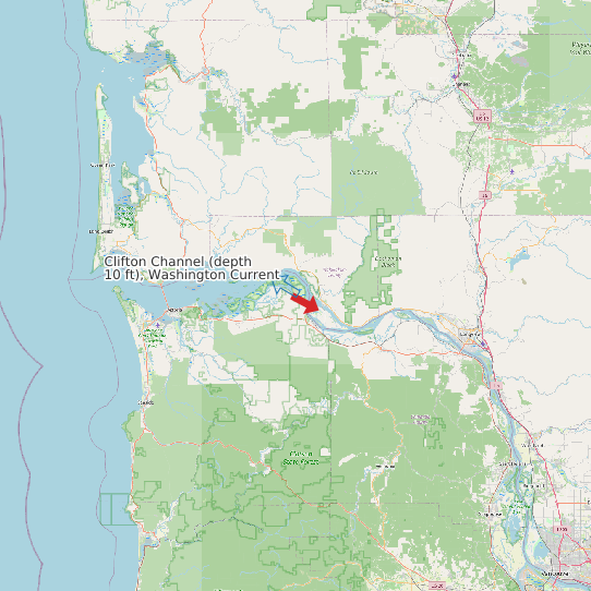 Map of Clifton Channel (depth 10 ft), Washington Current Prediction Station