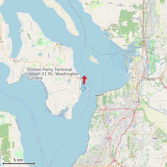 Map of Clinton Ferry Terminal (depth 21 ft), Washington Current Prediction Station