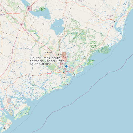 Clouter Creek, south entrance, Cooper River, South Carolina map