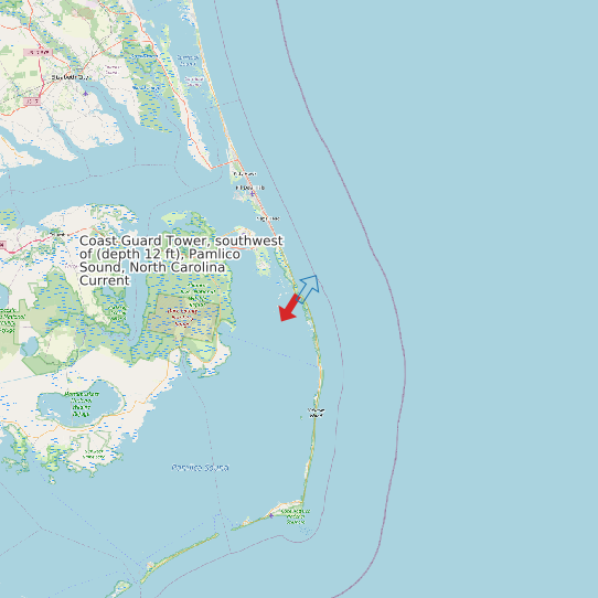 Coast Guard Tower, southwest of (depth 12 ft), Pamlico Sound, North Carolina Current map