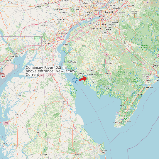 Map of Cohansey River, 0.5 mi above entrance, New Jersey Current Prediction Station