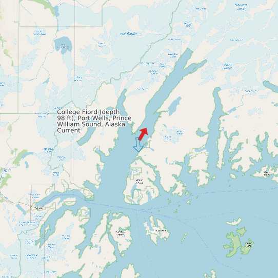 College Fiord (depth 98 ft), Port Wells, Prince William Sound, Alaska Current map