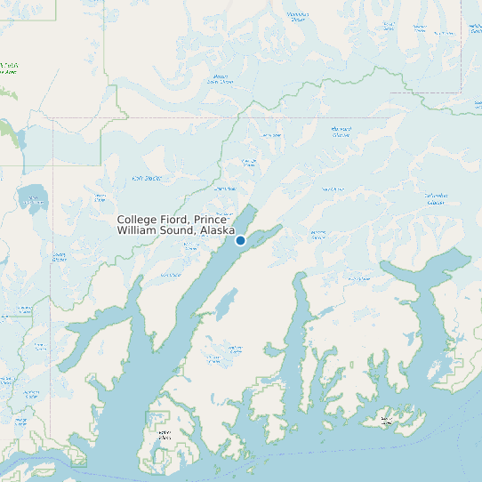 Map of College Fiord, Prince William Sound, Alaska Tide Prediction Station