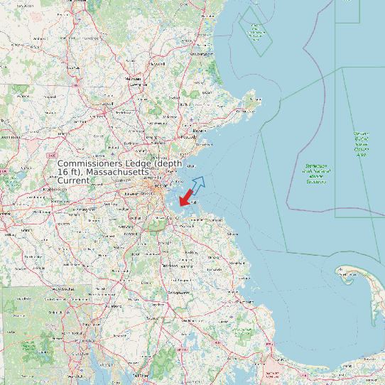 Map of Commissioners Ledge (depth 16 ft), Massachusetts Current Prediction Station