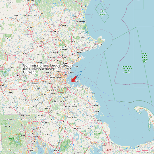 Commissioners Ledge (depth 6 ft), Massachusetts Current map