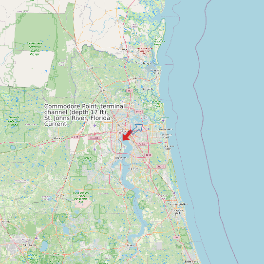 Map of Commodore Point, terminal channel (depth 17 ft), St. Johns River, Florida Current Prediction Station