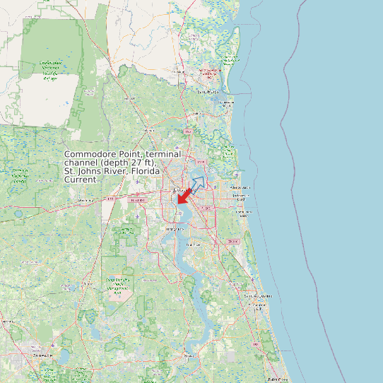 Commodore Point, terminal channel (depth 27 ft), St. Johns River, Florida Current map