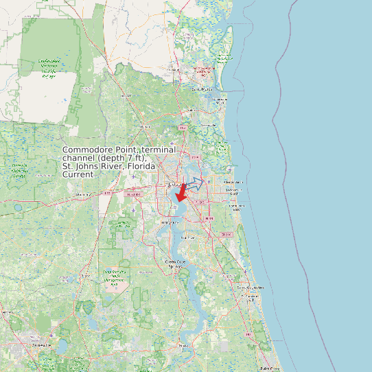 Map of Commodore Point, terminal channel (depth 7 ft), St. Johns River, Florida Current Prediction Station