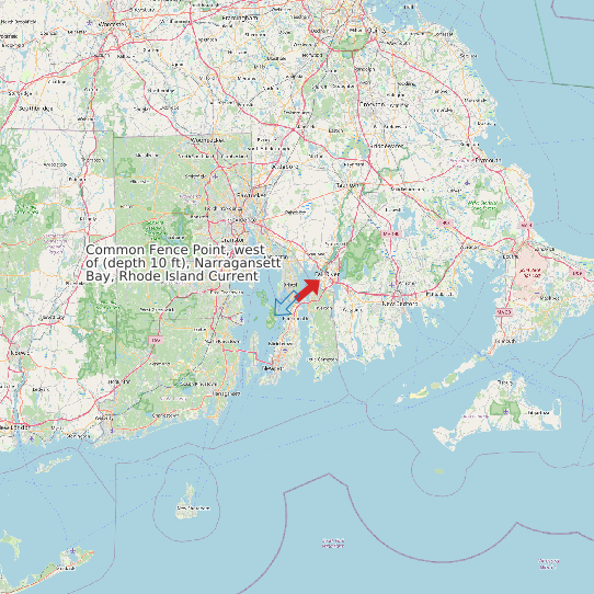 Common Fence Point, west of (depth 10 ft), Narragansett Bay, Rhode Island Current map