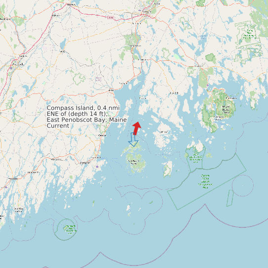 Compass Island, 0.4 nmi ENE of (depth 14 ft), East Penobscot Bay, Maine Current map