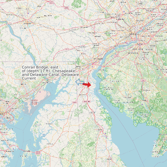 Conrail Bridge, east of (depth 17 ft), Chesapeake and Delaware Canal, Delaware Current map