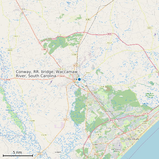 Map of Conway, RR. bridge, Waccamaw River, South Carolina Tide Prediction Station