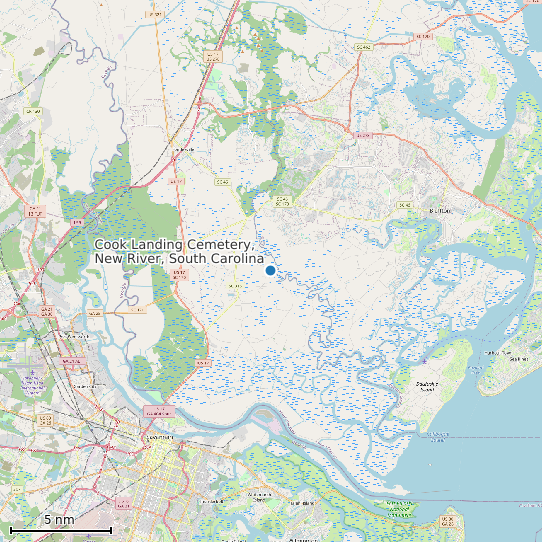 Map of Cook Landing Cemetery, New River, South Carolina Tide Prediction Station