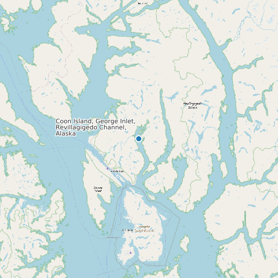Map of Coon Island, George Inlet, Revillagigedo Channel, Alaska Tide Prediction Station