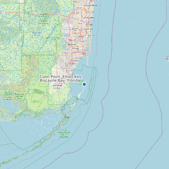 Map of Coon Point, Elliott Key, Biscayne Bay, Florida Tide Prediction Station