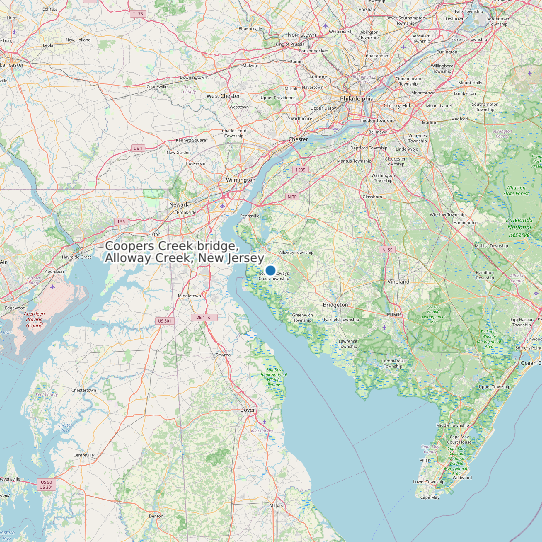 Map of Coopers Creek bridge, Alloway Creek, New Jersey Tide Prediction Station