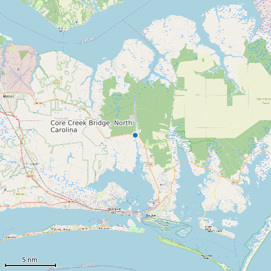 Map of Core Creek Bridge, North Carolina Tide Prediction Station