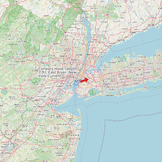 Map of Corlears Hook (depth 7 ft), East River, New York Current Prediction Station
