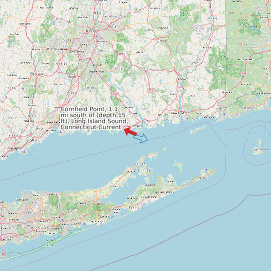 Map of Cornfield Point, 1.1 mi south of (depth 15 ft), Long Island Sound, Connecticut Current Prediction Station