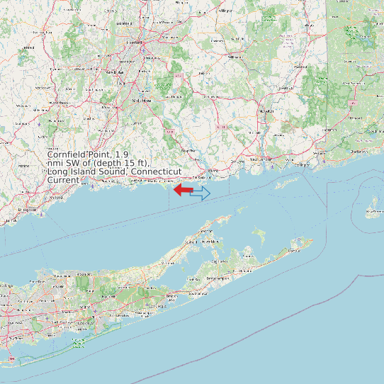 Map of Cornfield Point, 1.9 nmi SW of (depth 15 ft), Long Island Sound, Connecticut Current Prediction Station