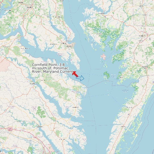 Map of Cornfield Point, 3.8 mi south of, Potomac River, Maryland Current Prediction Station