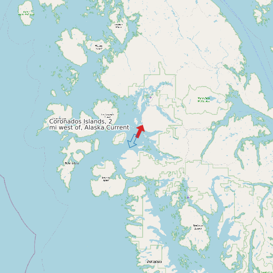 Map of Coronados Islands, 2 mi west of, Alaska Current Prediction Station
