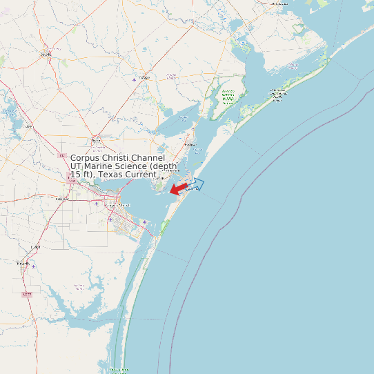 Map of Corpus Christi Channel UT Marine Science (depth 15 ft), Texas Current Prediction Station