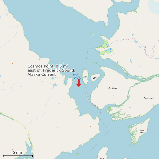 Map of Cosmos Point, 0.5 mi east of, Frederick Sound, Alaska Current Prediction Station