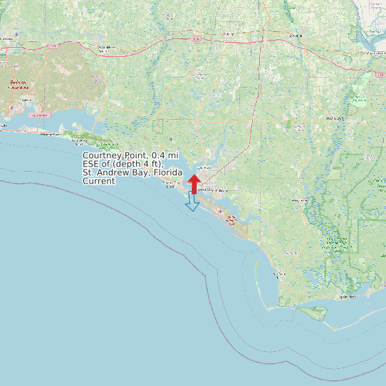 Courtney Point, 0.4 mi ESE of (depth 4 ft), St. Andrew Bay, Florida Current map