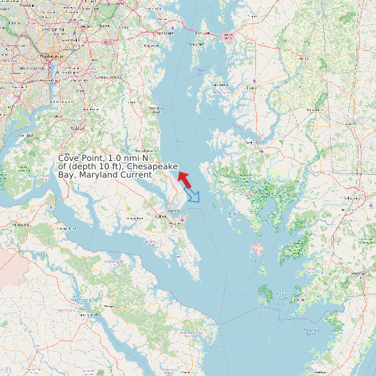 Map of Cove Point, 1.0 nmi N of (depth 10 ft), Chesapeake Bay, Maryland Current Prediction Station