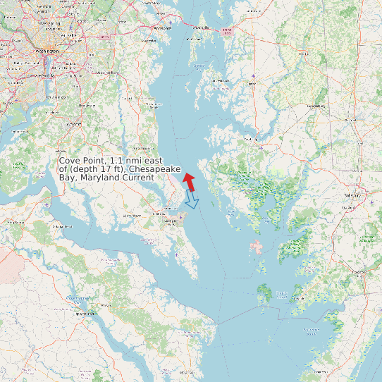 Cove Point, 1.1 nmi east of (depth 17 ft), Chesapeake Bay, Maryland Current map