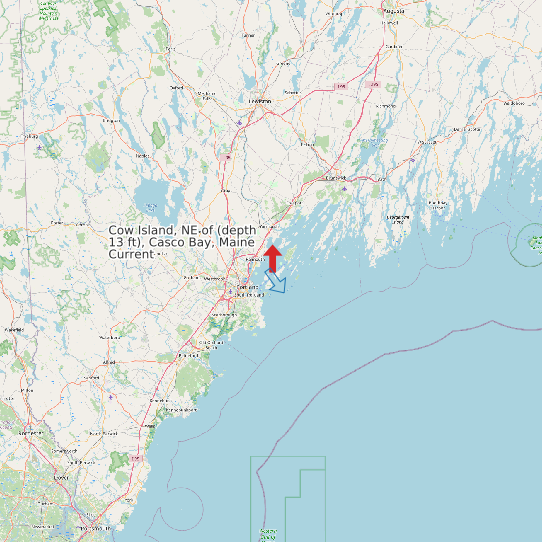 Map of Cow Island, NE of (depth 13 ft), Casco Bay, Maine Current Prediction Station